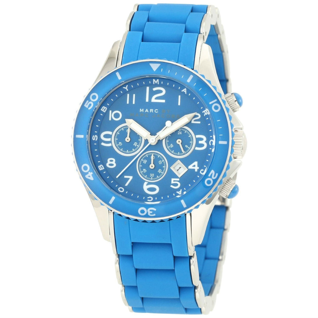 Marc Jacobs Rock Chronograph Blue Dial Blue Silicone Strap Watch for Women - MBM2575 Buy Now By Marc Jacobs