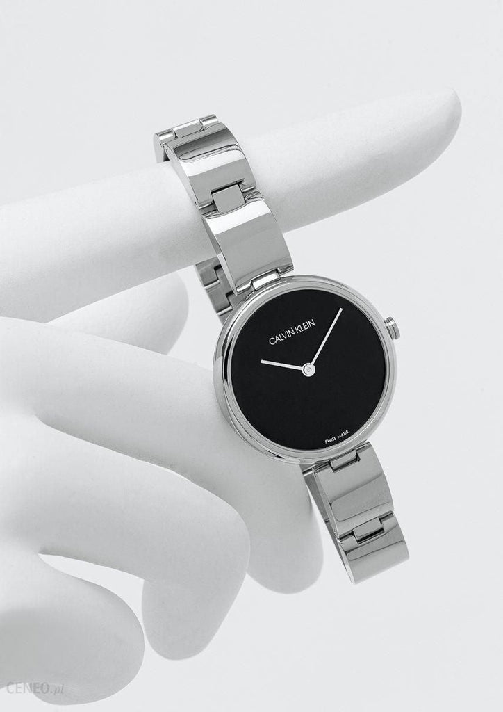 Calvin Klein Wavy Black Dial Silver Steel Strap Watch for Women - K9U23141 Buy Now By Calvin Klein