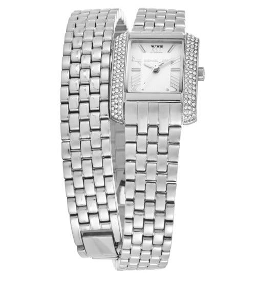 Michael Kors Emery Pave Double Wrap White Dial Silver Steel Strap Watch for Women - MK4834 Buy Now By Michael Kors