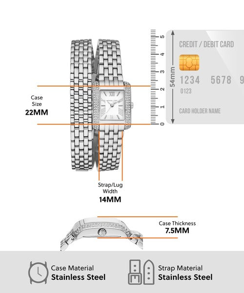 Michael Kors Emery Pave Double Wrap White Dial Silver Steel Strap Watch for Women - MK4834 Buy Now By Michael Kors