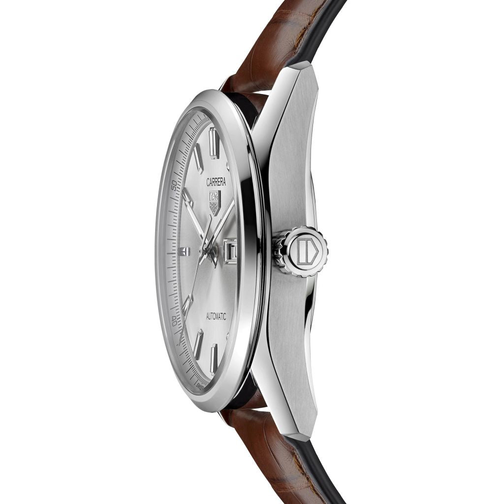Tag Heuer Carrera Day Date Silver Dial Brown Leather Strap Watch for Men - WBN2011.FC6484 Buy Now By Tag Heuer