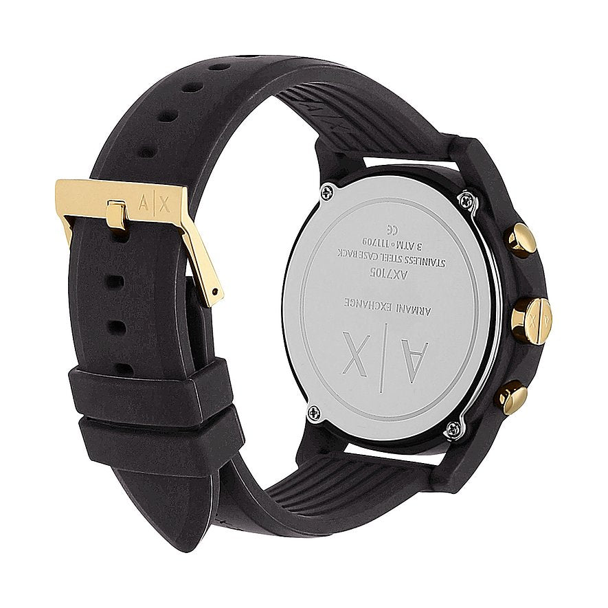 Armani Exchange Outerbanks Chronograph Black Dial Black Steel Strap Watch For Men - AX7105 Buy Now By Armani Exchange