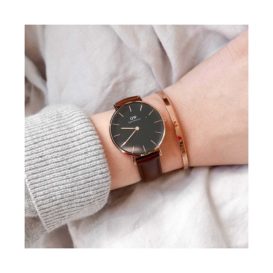 Daniel Wellington Classic Petite Bristol Black Dial Brown Leather Strap Watch For Women - DW00100221 Buy Now By Daniel Wellington