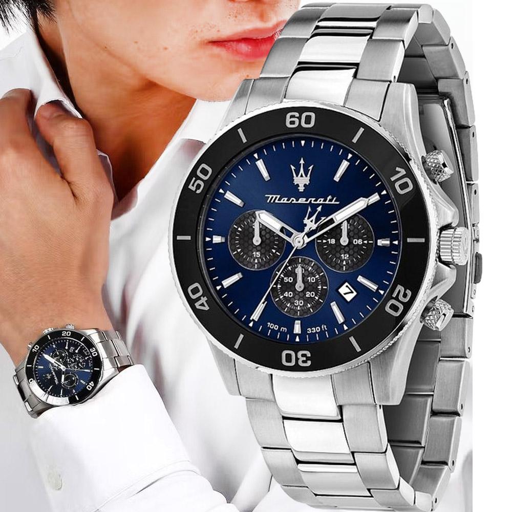 Maserati Competizione Chronograph Blue Dial Silver Steel Strap Watch For Men - R8873600009 Buy Now By Maserati