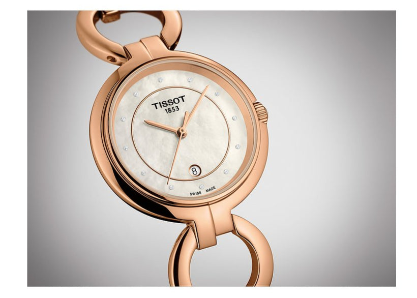 Tissot T Lady Flamingo Mother of Pearl Dial Rose Gold Steel Strap Watch for Women - T094.210.33.116.01 Buy Now By Tissot