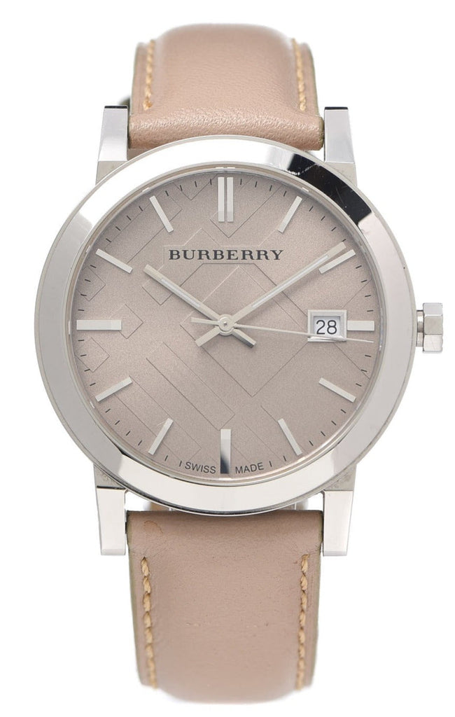 Burberry The City Silver Dial Beige Leather Strap Unisex Watch - BU9010 Buy Now By Burberry