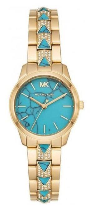 Michael Kors Petite Runway Mercer Blue Dial Gold Steel Strap Watch For Women - MK6673 Buy Now By Michael Kors