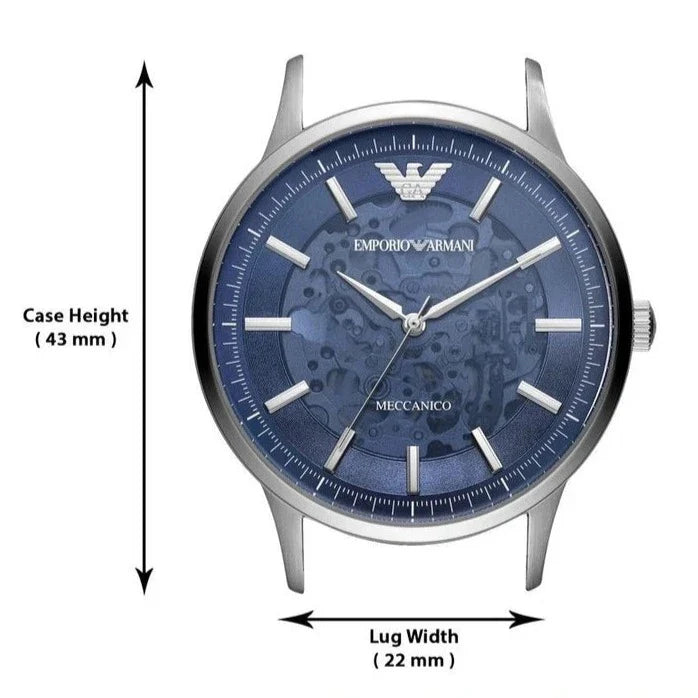 Emporio Armani Renato Automatic Blue Dial Silver Steel Strap Watch For Men - AR60037 Buy Now By Emporio Armani