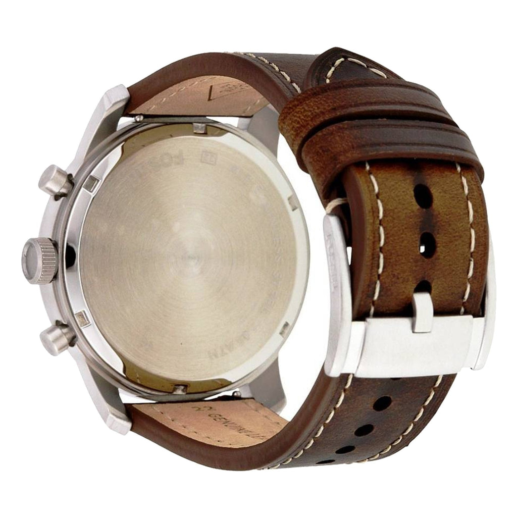 Fossil Pilot Chronograph White Dial Brown Leather Strap Watch for Men - FS5146 Buy Now By Fossil