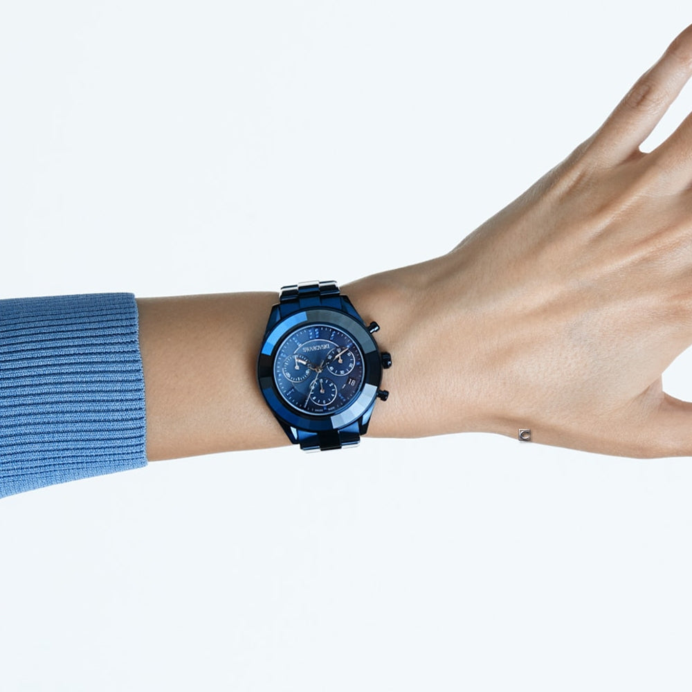 Swarovski Octea Lux Sport Chronograph Blue Dial Blue Steel Strap Watch for Women - 5610475 Buy Now By Swarovski