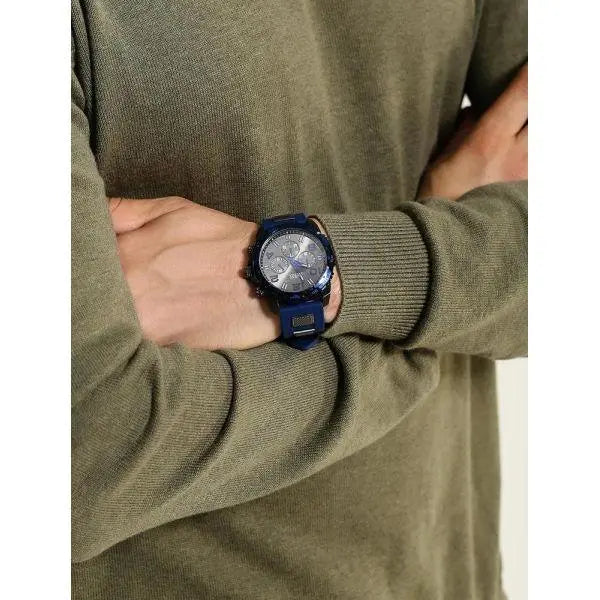 Guess Velocity Blue Dial Blue Rubber Strap Watch for Men - W0599G2 Buy Now By Guess