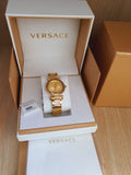 Versace V-Motif Gold Dial Gold Steel Strap Watch for Women - VERE00618 Buy Now By Versace