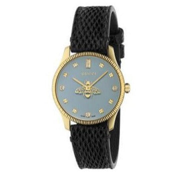 Gucci G Timeless Quartz Blue Dial Black Leather Strap Watch For Men - YA1265018 Buy Now By Gucci
