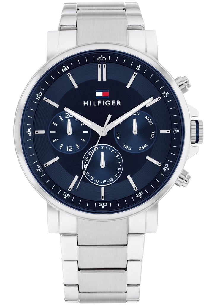Tommy Hilfiger Tyson Chronograph Blue Dial Silver Steel Strap Watch For Men - 1710588 Buy Now By Tommy Hilfiger