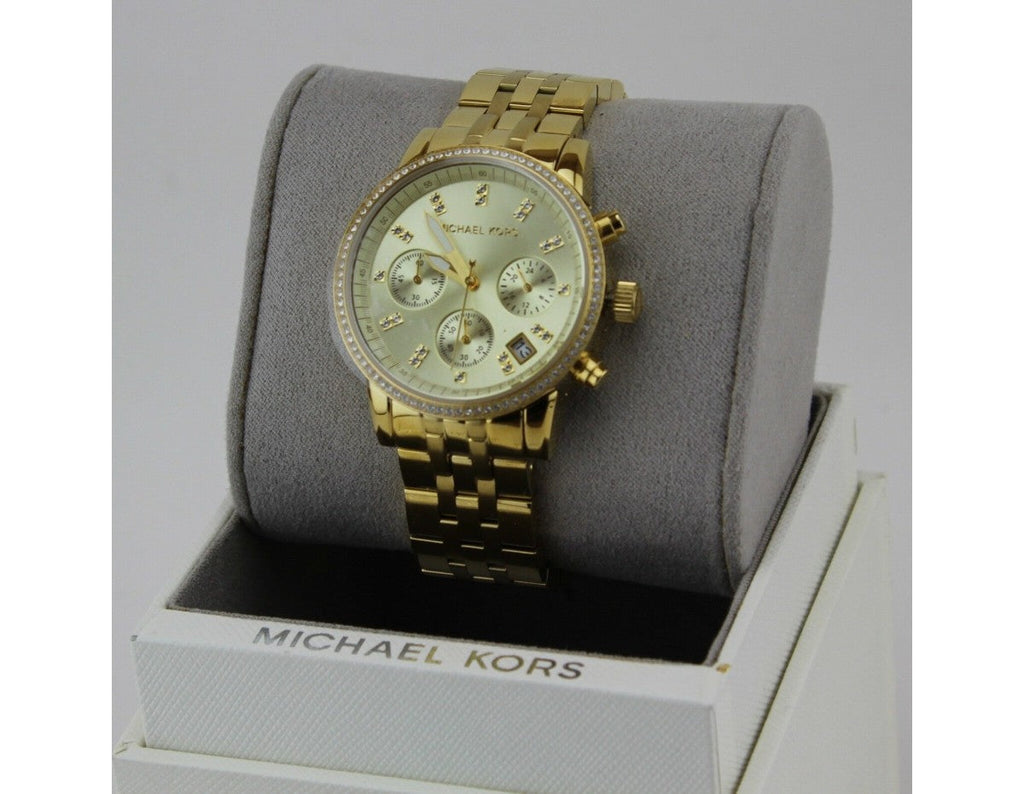 Michael Kors Runway Chronograph Gold Dial Gold Steel Strap Watch For Women - MK5698 Buy Now By Michael Kors