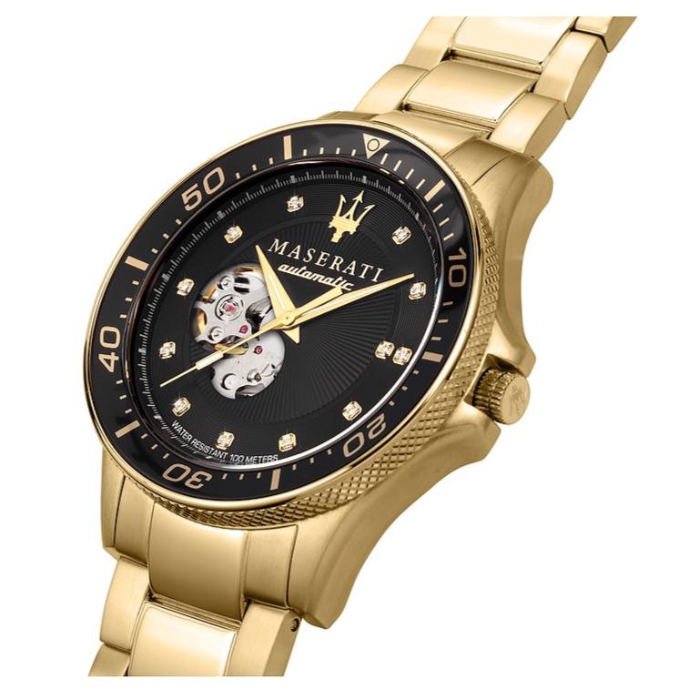 Maserati SFIDA Black Dial Yellow Gold Toned Stainless Steel Watch For Men - R8823140003 Buy Now By Maserati