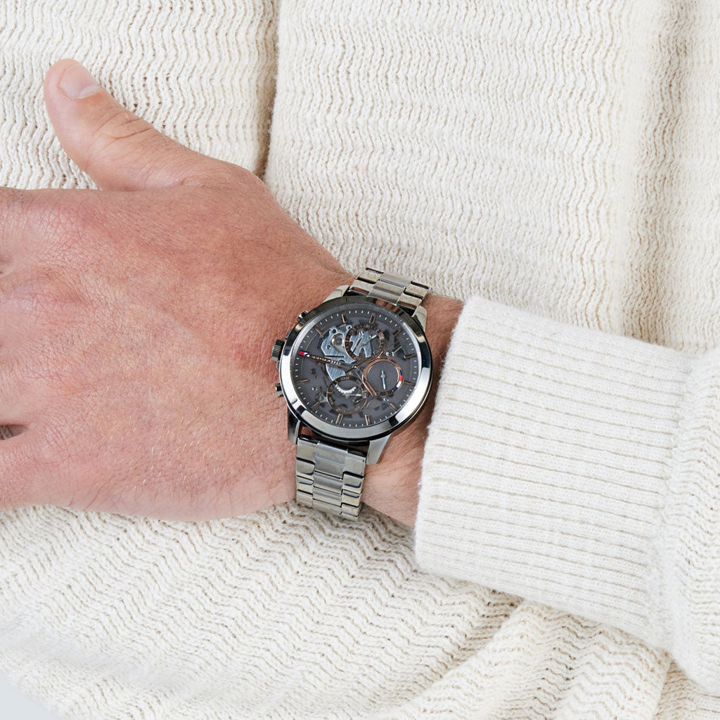 Tommy Hilfiger Henry Chronograph Grey Dial Grey Steel Strap Watch For Men - 1710479 Buy Now By Tommy Hilfiger