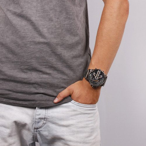 Diesel Big Daddy 2.0 Chronograph Blue Dial Grey Steel Strap Watch For Men - DZ7331 Buy Now By Diesel