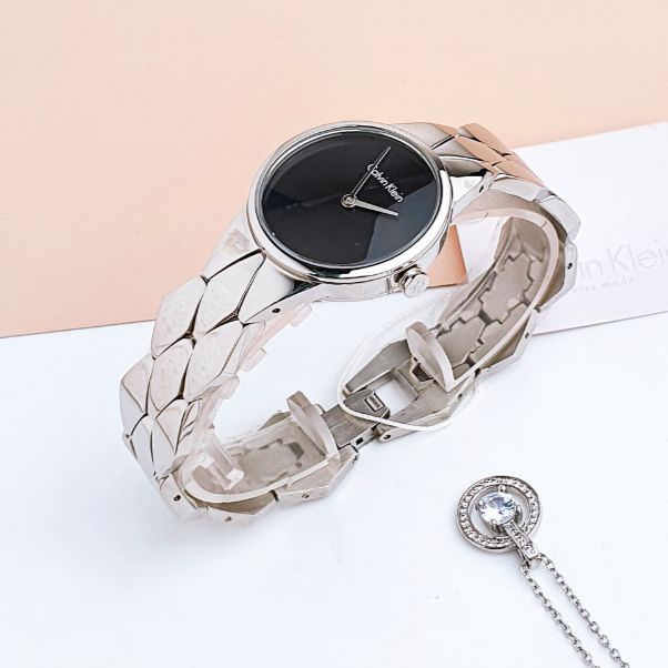 Calvin Klein Snake Black Dial Silver Steel Strap Watch For Women - K6E23141 Buy Now By Calvin Klein