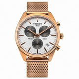 Tissot T Classic PR 100 Chronograph Silver Dial Rose Gold Mesh Bracelet Watch For Men - T101.417.33.031.01 Buy Now By Tissot