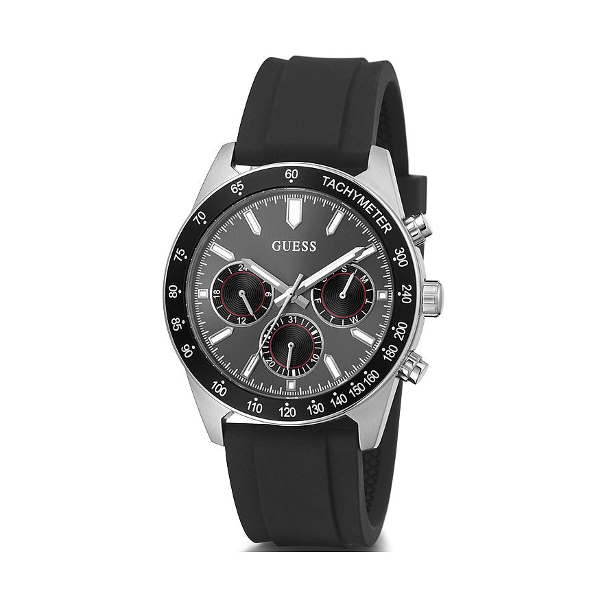 Guess Altitude Chronograph Black Dial Black Rubber Strap Watch for Men - GW0332G1 Buy Now By Guess