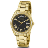 Guess Luna Diamonds Black Dial Gold Steel Strap Watch for Women - GW0307L2 Buy Now By Guess