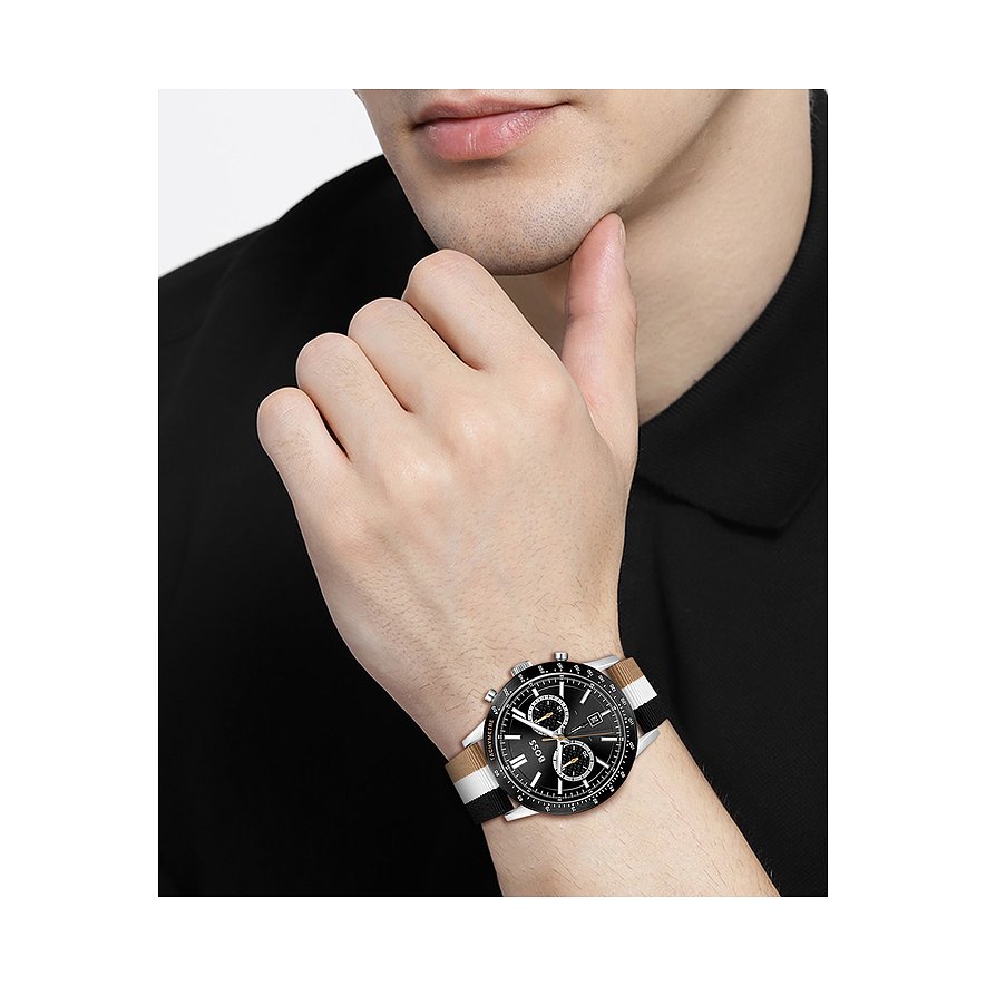 Hugo Boss Allure Chronograph Black Dial Multicolor Nylon Strap Watch for Men - 1513963 Buy Now By Hugo Boss