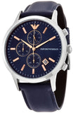Emporio Armani Renato Chronograph Blue Dial Black Leather Strap Watch For Men - AR11216 Buy Now By Emporio Armani