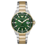 Emporio Armani Diver Chronograph Green Dial Two Tone Steel Strap Watch For Men - AR80063 Buy Now By Emporio Armani