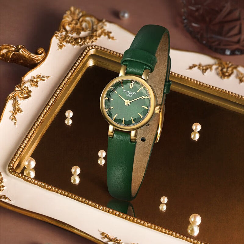 Tissot Lovely Round Green Mother of Pearl Dial Green Leather Strap Watch for Women - T140.009.36.091.00 Buy Now By Tissot