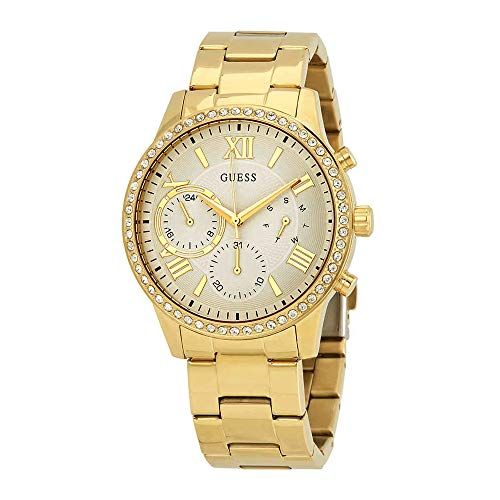 Guess Solar Chronograph Diamonds White Dial Gold Steel Strap Watch for Women - W1069L2 Buy Now By Guess