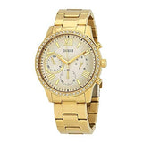 Guess Solar Chronograph Diamonds White Dial Gold Steel Strap Watch for Women - W1069L2 Buy Now By Guess