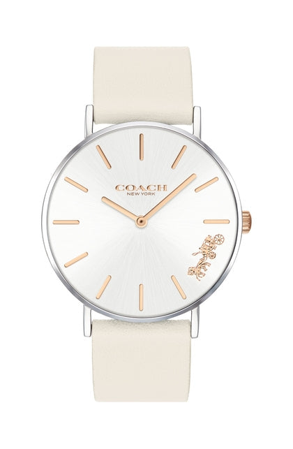 Coach Perry Silver DIal White Leather Strap Watch for Women - 14503116 Buy Now By Coach