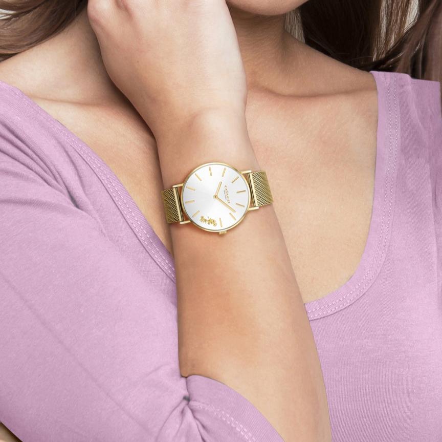 Coach Perry White Dial Gold Mesh Bracelet Watch for Women - 14503125 Buy Now By Coach