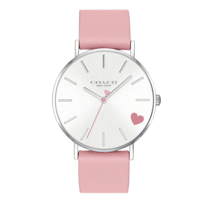 Coach Perry Silver Dial Pink Leather Strap Watch for Women - 14503516 Buy Now By Coach