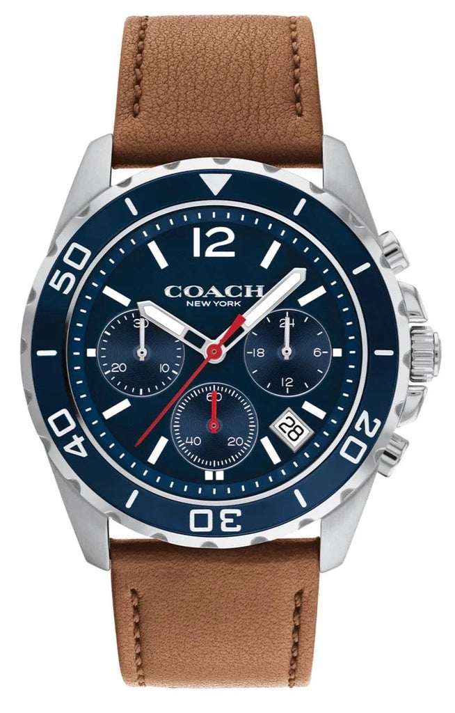 Coach Kent Chronograph Blue Dial Brown Leather Strap Watch for Men - 14602560 Buy Now By Coach