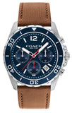 Coach Kent Chronograph Blue Dial Brown Leather Strap Watch for Men - 14602560 Buy Now By Coach