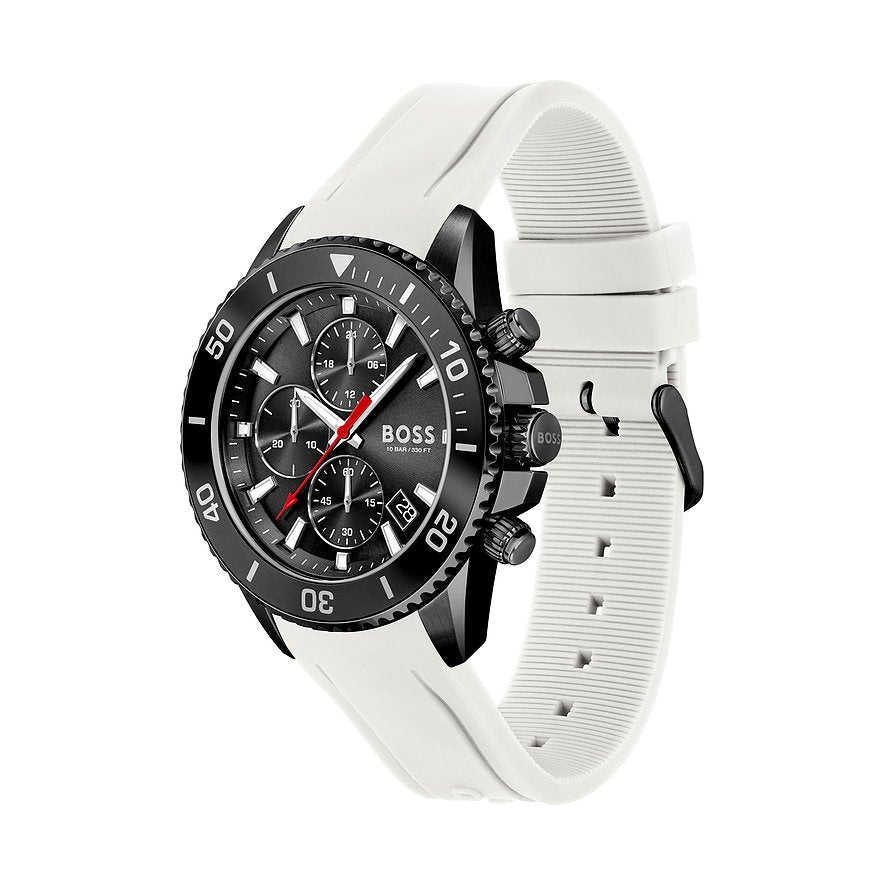 Hugo Boss Admiral Chronograph Black Dial White Rubber Strap Watch for Men - 1513966 Buy Now By Hugo Boss