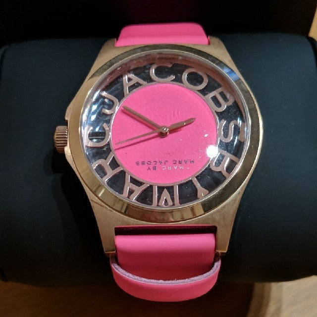 Marc Jacobs Henry Skeleton Pink Dial Pink Leather Strap Watch for Women - MBM1243 Buy Now By Marc Jacobs