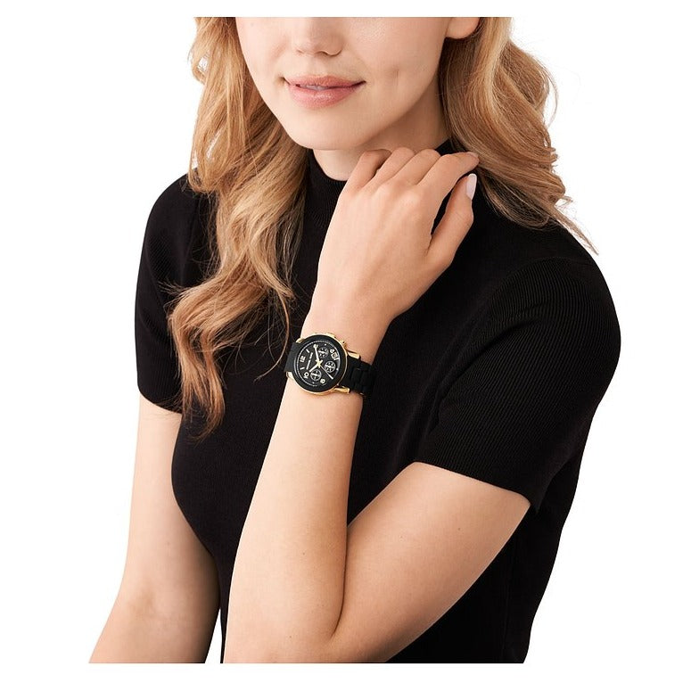Michael Kors Runway Chronograph Black Dial Black Silicone Strap Watch For Women - MK7385 Buy Now By Michael Kors