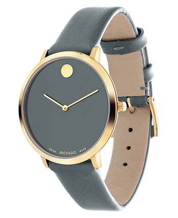 Movado 70th Anniversary Special Edition Grey Dial Grey Leather Strap Watch For Women - 0607140 Buy Now By Movado