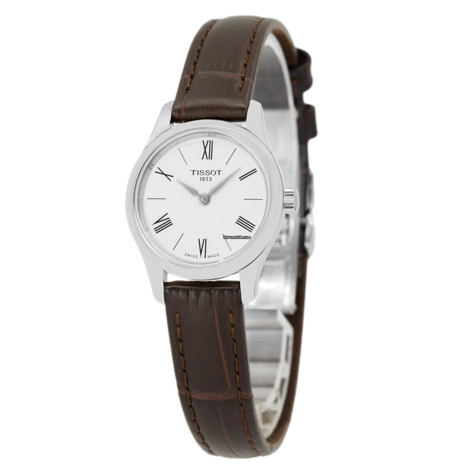 Tissot Tradition 5.5 Lady Silver Dial Brown Leather Strap Watch for Women - T063.009.16.018.00 Buy Now By Tissot