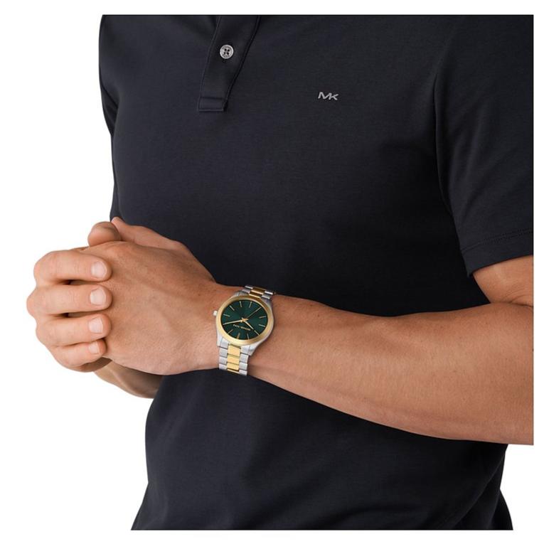 Michael Kors Slim Runway Quartz Green Dial Two Tone Steel Strap Watch for Women - MK9149 Buy Now By Michael Kors