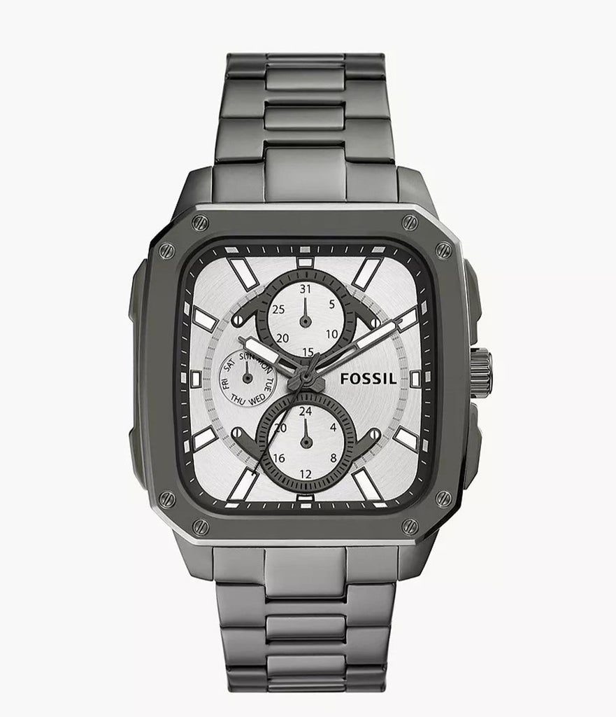 Fossil Inscription Multifunction Silver Dial Grey Steel Strap Watch for Men - BQ2657 Buy Now By Fossil