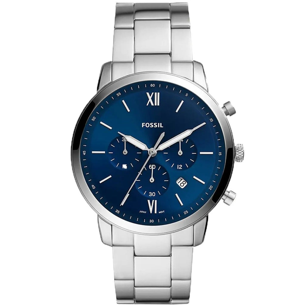 Fossil Neutra Chronograph Blue Dial Silver Steel Strap Watch for Men - FS5792 Buy Now By Fossil
