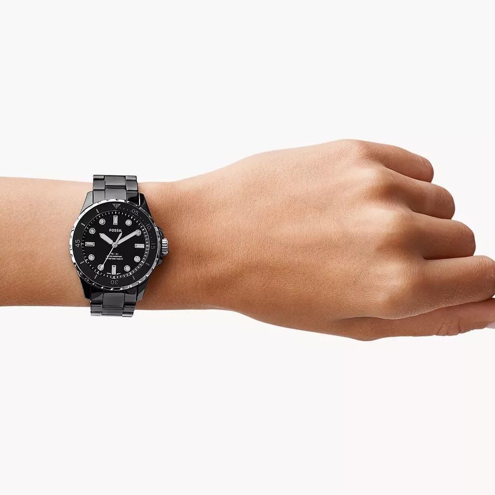 Fossil FB-01 Three-Hand Black Dial Black Ceramic Strap Watch for Women - CE1108 Buy Now By Fossil