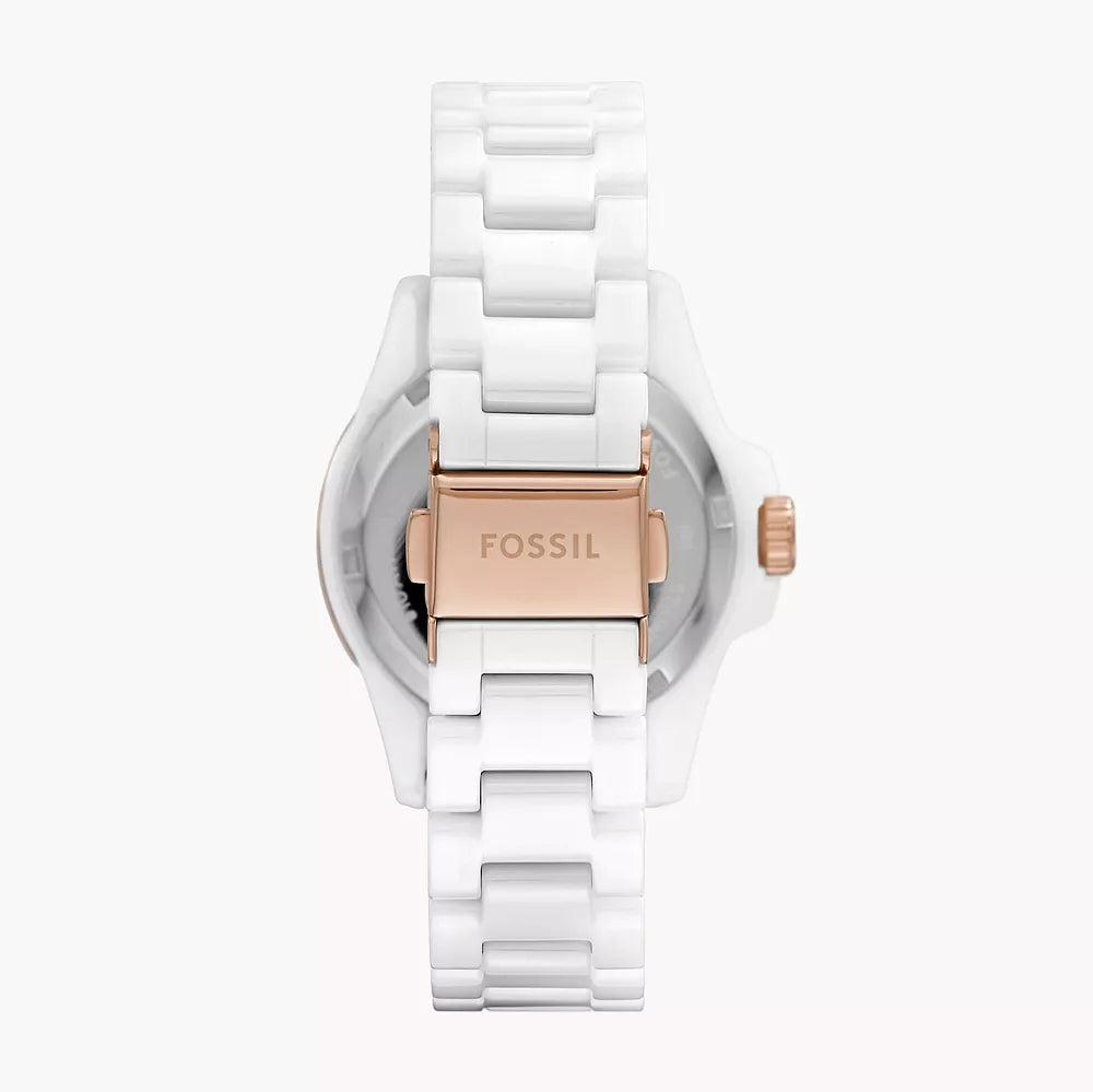 Fossil FB-01 Analog White Dial White Ceramic Strap Watch for Women - CE1107 Buy Now By Fossil