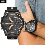 Diesel Mr Daddy 2.0 Chronograph Black Dial Black Leather Strap Watch For Men - DZ7350 Buy Now By Diesel