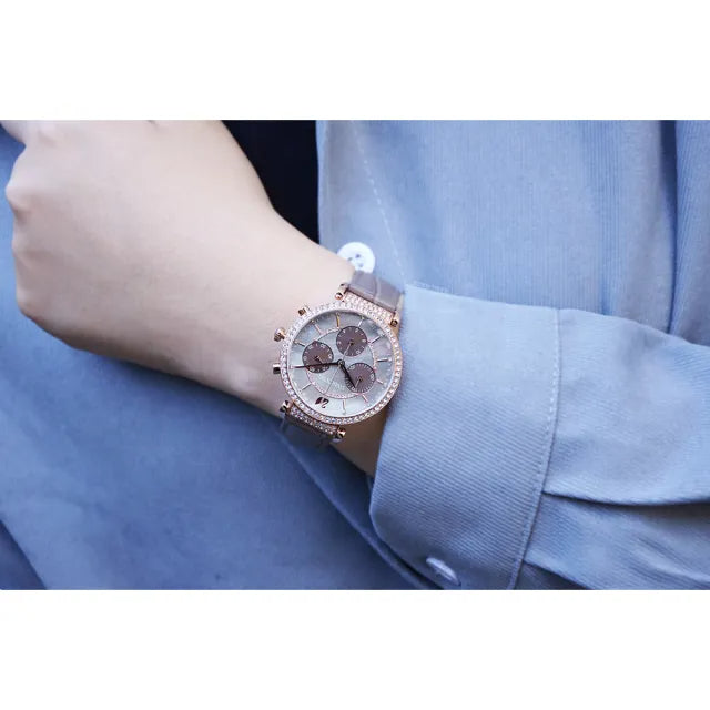 Swarovski Passage Chrono Grey Dial Grey Leather Strap Watch for Women - 5580348 Buy Now By Swarovski