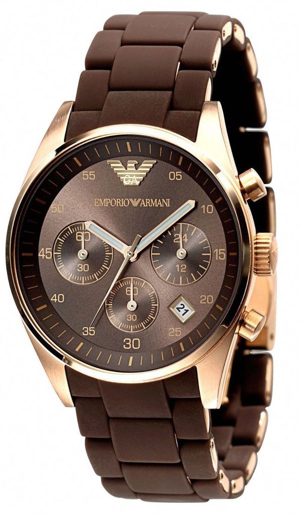 Emporio Armani Sportivo Chronograph Brown Dial Brown Silicone Strap Watch For Men - AR5891 Buy Now By Emporio Armani